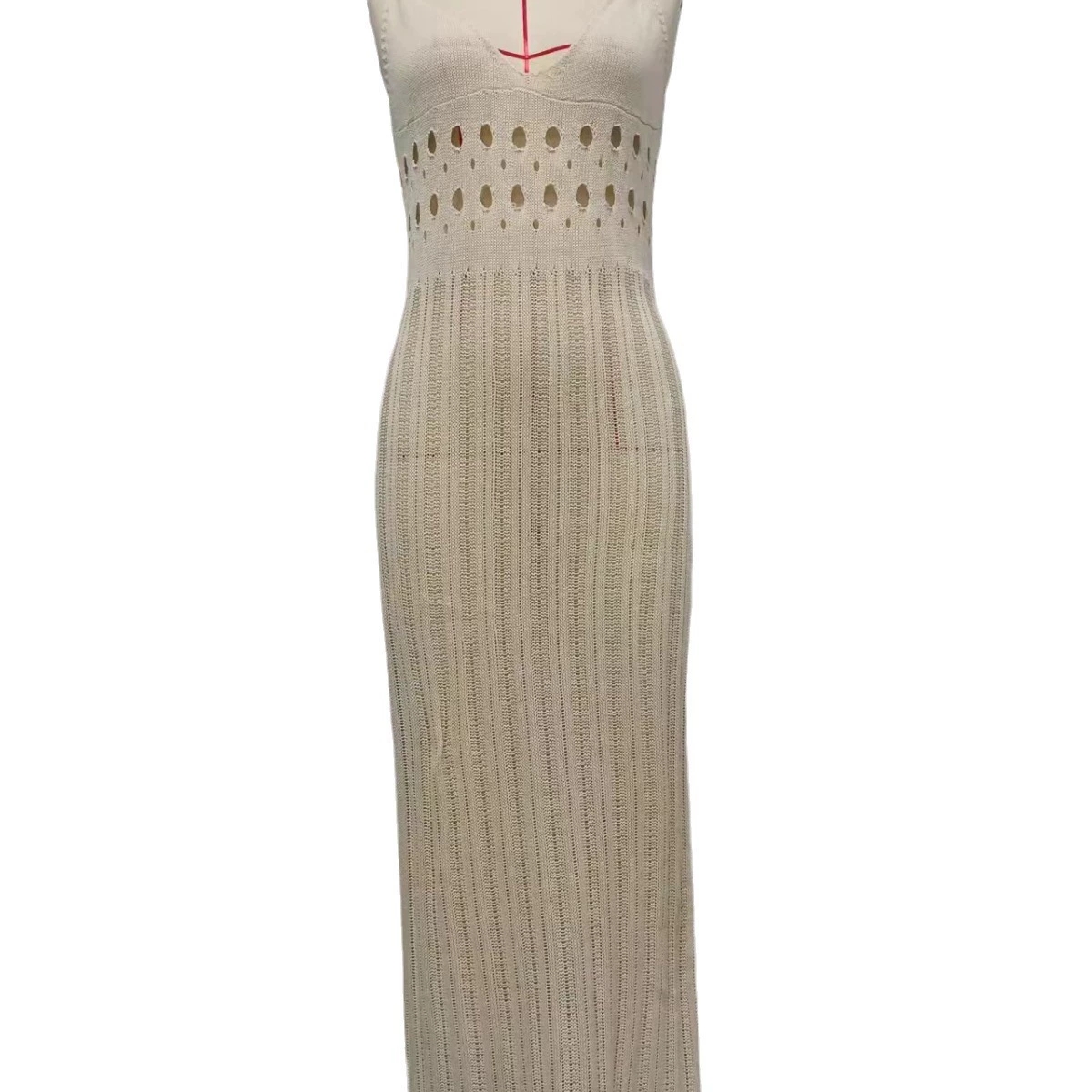 Sexy V-Neck Knit Tunic Swimsuit Cover-ups Summer Sleeveless Beach Slip Dress